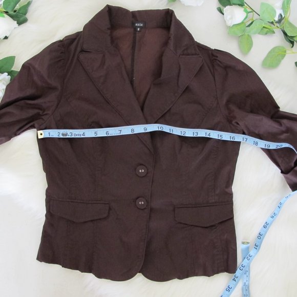 Aziz | Chocolate Half Sleeve Blazer - Picture 12 of 13